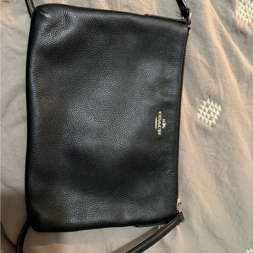 Coach Black Pebbled Leather Messenger Bag